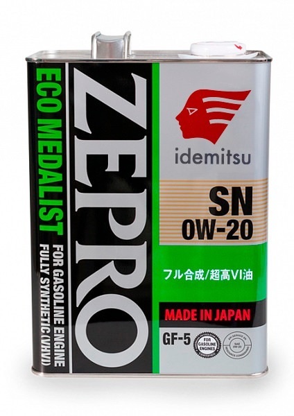 Idemitsu Zepro Eco Medalist 0W-20, 4л, масло моторное синтетическое SN, GF-5, 4253004