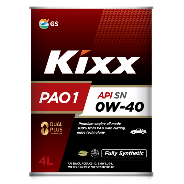Масло моторное Kixx PAO 1 0W-40 синтетическое, 4л    L208444TE1