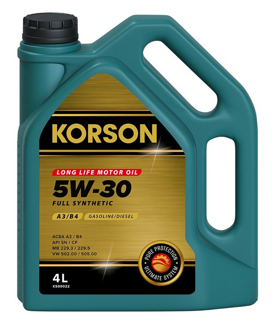 KS00022 KORSON FULL SYNTHETIC 5W⁠-⁠30 A3/B4 4л масло моторное