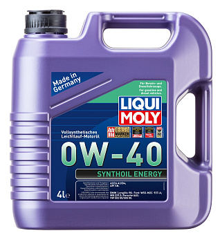 Синтетическое моторное масло Synthoil Energy 0W-40, 4л