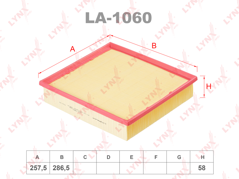 LYNXauto LA1060 Фильтр воздушный AUDI A6 4.2 96-97  A8 2.5d-4.2 95-02