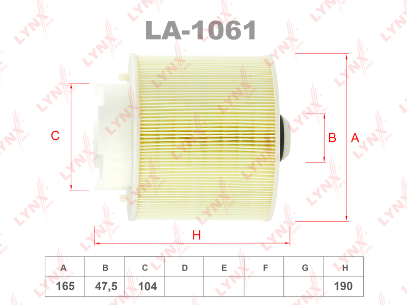 LYNXauto LA1061 Фильтр воздушный AUDI A6 quattro 2.4- 4.2 (04-)
