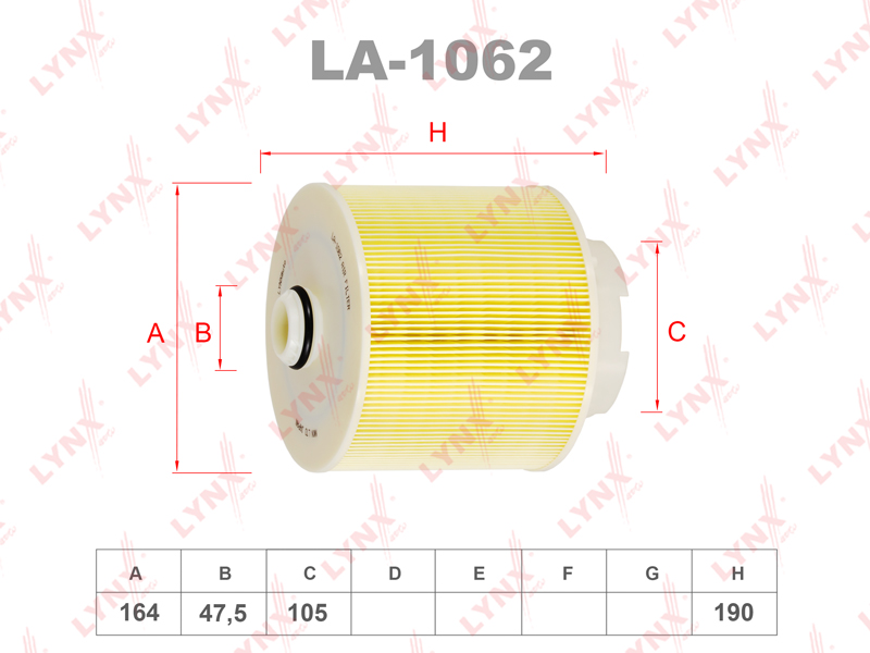 LYNXauto LA1062 Фильтр воздушный TDI: AUDI A6 (Avant, quattro, allroad) 04-