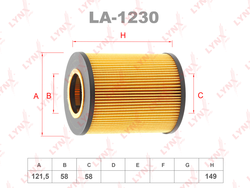 LYNXauto LA1230 Фильтр воздушный MERCEDES-BENZ A140-210(W168) 97-04  Vaneo(W414) 1.6-1.9 02-05