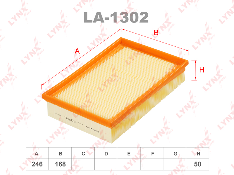 LYNXauto LA1302 Фильтр воздушный PEUGEOT 307 1.4-2.0 01->