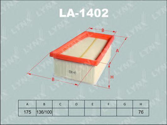 LYNXauto LA1402 Фильтр воздушный RENAULT Laguna II 1.6 16V, 2.0 16V 9 98->, Clio 1.6 16V, Clio Simbol 1.4 16V 00->