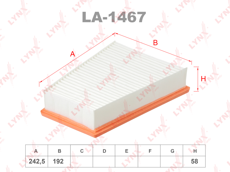 LYNXauto LA1467 Фильтр воздушный RENAULT GRAND SCENIC 2004-2009 RENAULT MEGANE II 2002-2005 RENAULT SCENIC II 2003-