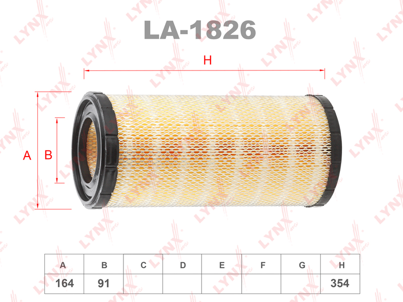 LYNXauto LA1826 Фильтр воздушный IVECO Daily III-V 2.2D-3.0D 01-14