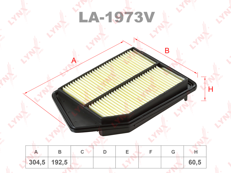 LYNXauto LA1973V Фильтр воздушный HONDA ACCORD IX 2.4 (K24W2) 12-