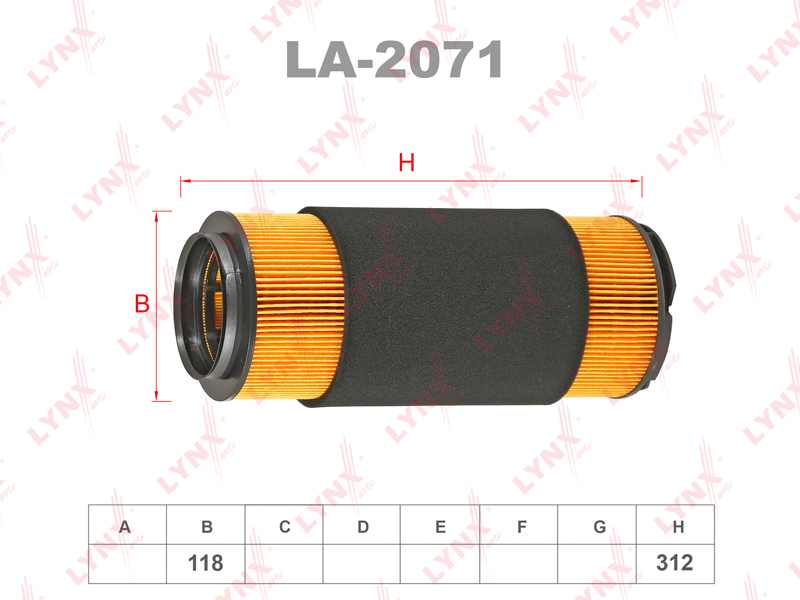 LYNXauto LA2071 Фильтр воздушный VOLVO S60 00-10 V70 97-07 (B5244T5, B5254T4)
