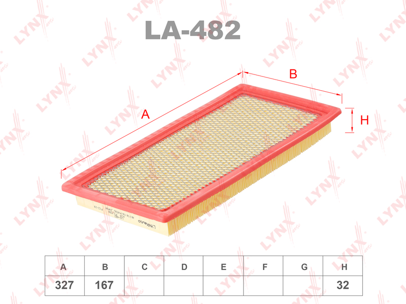 LYNXauto LA482 Фильтр воздушный DODGE Caliber 1.8-2.4 06> , JEEP Compass 2.0d-2.4  Patriot 2.0d-2.4 08-17
