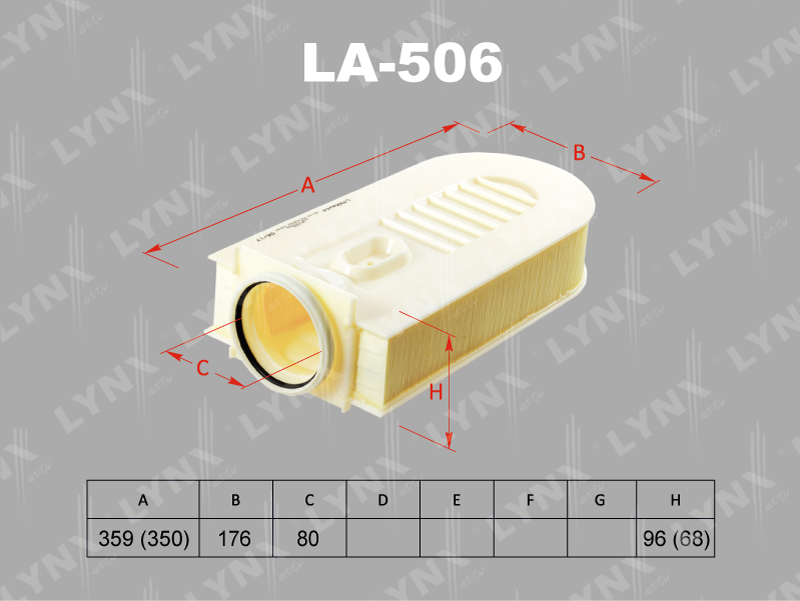 LYNXauto LA506 Фильтр воздушный MB C-CLASS (W204 S204 C204) C220 08-  E-CLASS (W212 S212 C207 A207) 10-  GLK-CLASS (X204)8-15