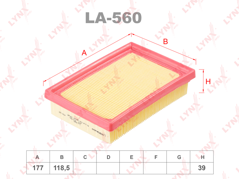 LYNXauto LA560 Фильтр воздушный CITROEN C1 II 1.0 14> , PEUGEOT 108 1.0 14> , TOYOTA Aygo 1.0 14>  C-Hr 1.8h 16>  Corolla(E160 E210) 1.5h-1.8h  Prius 1.5h 15>  Yaris(P13) 1.0-1.5h
