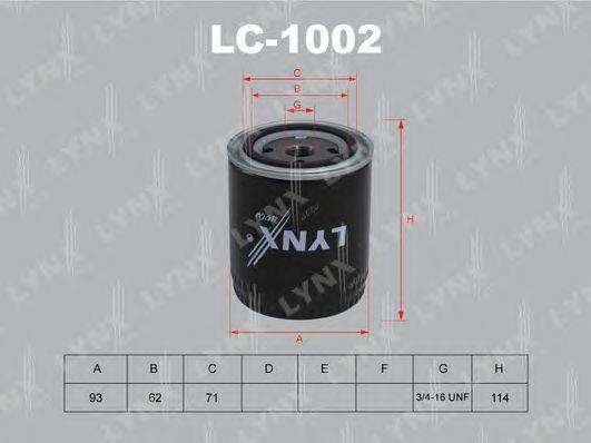 LYNXauto LC1002 Фильтр масляный AUDI 80 2.6E-2.8E,100,A4, A6, A8 2.4-2.8 05 95-> (ЗАМЕНА ДЛЯ W940 9 И W930 19)