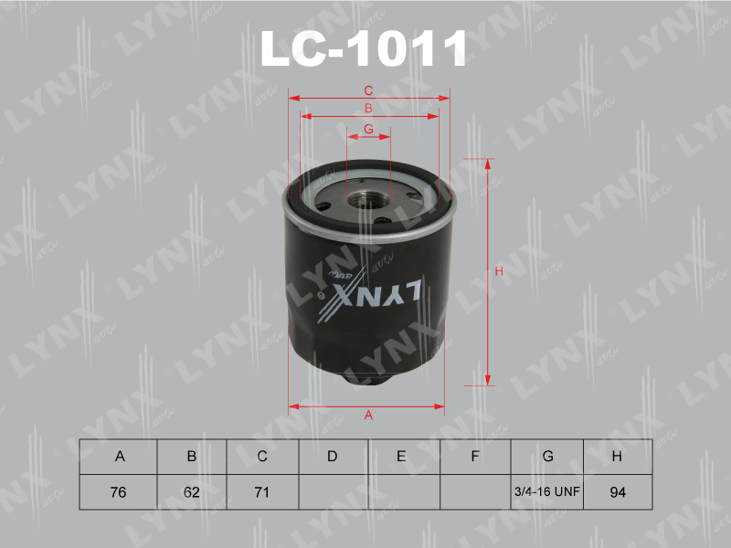 LYNXauto LC1011 Фильтр масляный AUDI A2(00-05),Fabia,Oktavia,Roomster,VW Golf,Polo,Bora