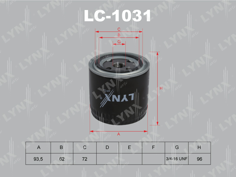 LYNXauto LC1031 Фильтр масляный LADA 01-07