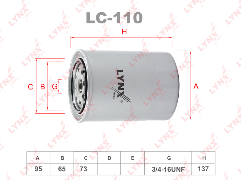 LYNXauto LC110 Фильтр масляный HINO BUS 3B,RANGER HV B,3B,13B