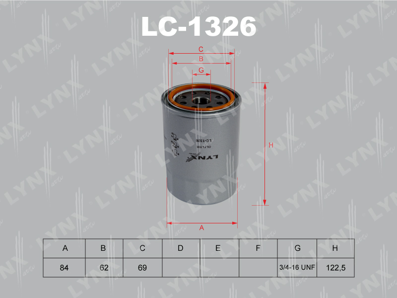 LYNXauto LC1326 Фильтр масляный HYUNDAI ACCENT (LC) 00->