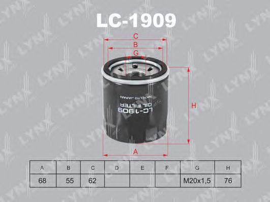 LYNXauto LC1909 Фильтр масляный HYUNDAI i20 09-, KIA Picanto II (TA) 11- Rio III (UB) 11-