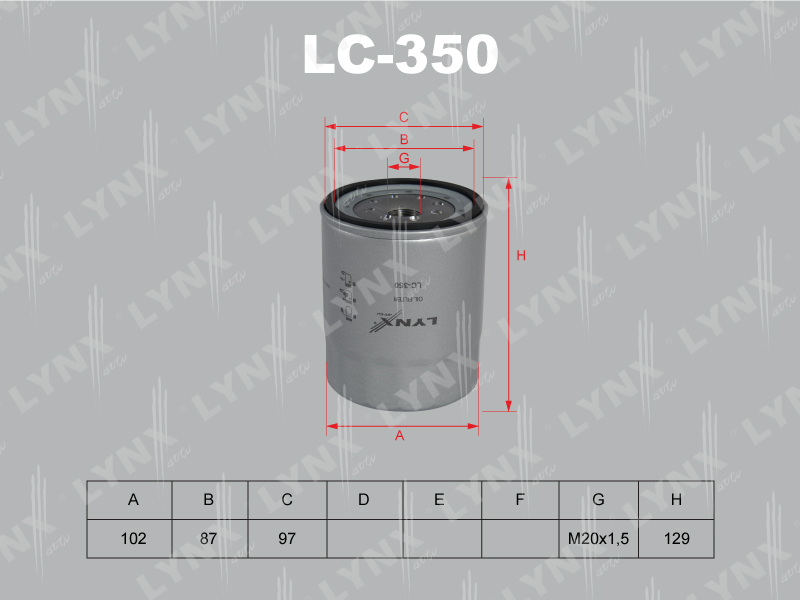 LYNXauto LC350 Фильтр масляный MITSUBISHI JEEP 4DR5,4DR6-T,CANTER 4DR51,4DR7,4DR5,4D30,4D31,4DR5,4D32A,4D33,ISUZU ELF150 C190,4JA1,4JB1