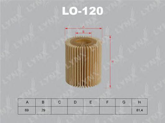 LYNXauto LO120 Вставка фильтра масляного TOYOTA CROWN GRS180,182,MARK-X GRX120,121
