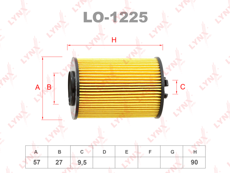LYNXauto LO1225 Вставка фильтра масляного MERCEDES W169 150 170 200 09 04- W245 170 200 T 03 05-