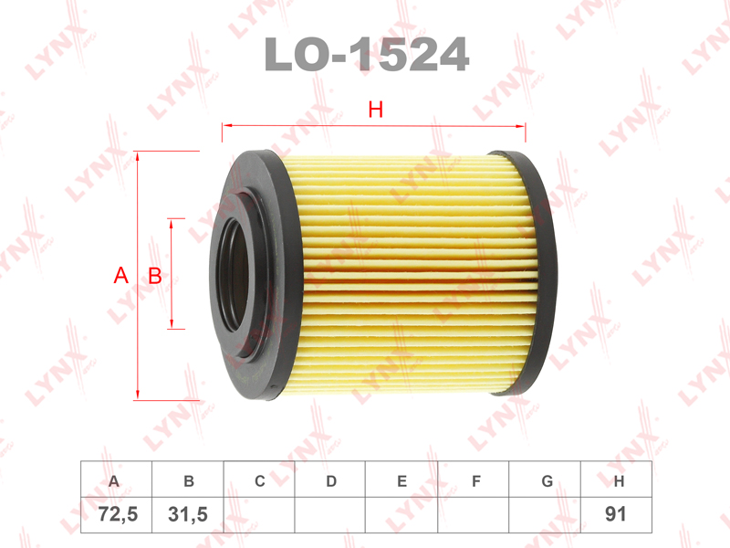 LYNXauto LO1524 Вставка фильтра масляного OPEL ASTRA H 1,7DTi 04- HU820x 5650380