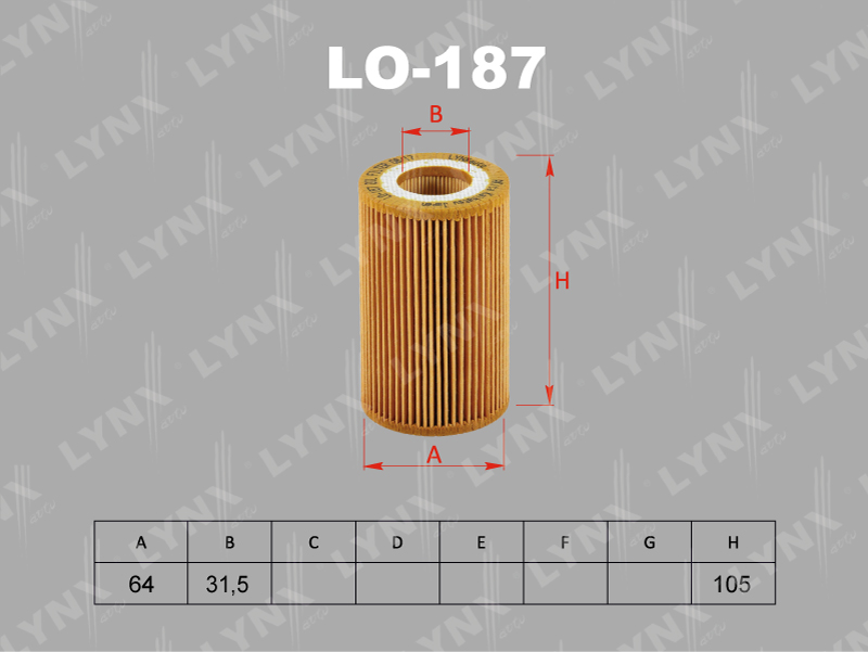 LYNXauto LO187 Вставка фильтра масляного AUDI 3,0_A4 (8K) 08-  A6(4G) 14-  Allroad 14-  Q7 (4M) 15-