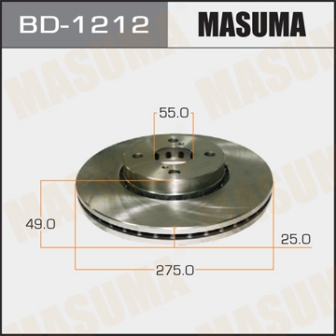 Диск тормозной  Masuma  BD1212  COROLLA CDE120, NDE120, ZZE12