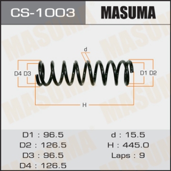 Пружина подвески Masuma CS-1003 front CROWN JZS133, JZS141, JZS143, LS130