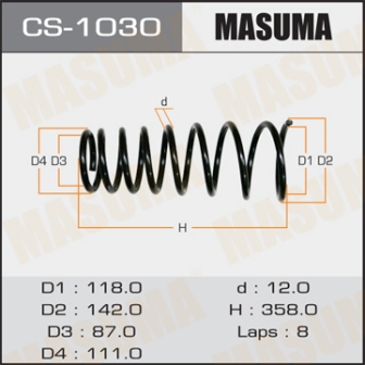 Пружина подвески Masuma CS-1030 rear CALDINA CORONA ST190, ST195, ST215
