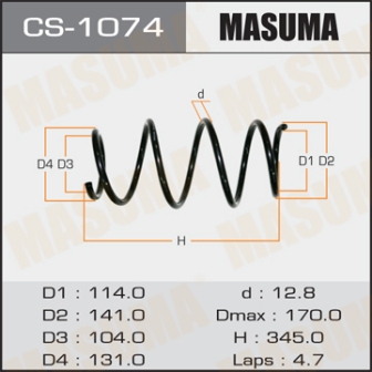 Пружина подвески Masuma CS-1074 front AURIS, COROLLA ADE150, NDE150, NRE150, ZRE15, ZZE150