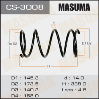 Пружина подвески Masuma CS-3008 front LANCER CS2A, CS5A, CS6A, CS9A, CS5AR, CS5Z