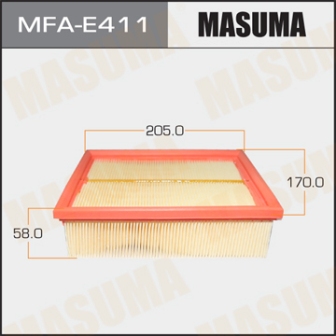 Воздушный фильтр Masuma   MFA-E411  PEUGEOT 206 V1900, V2000   98-