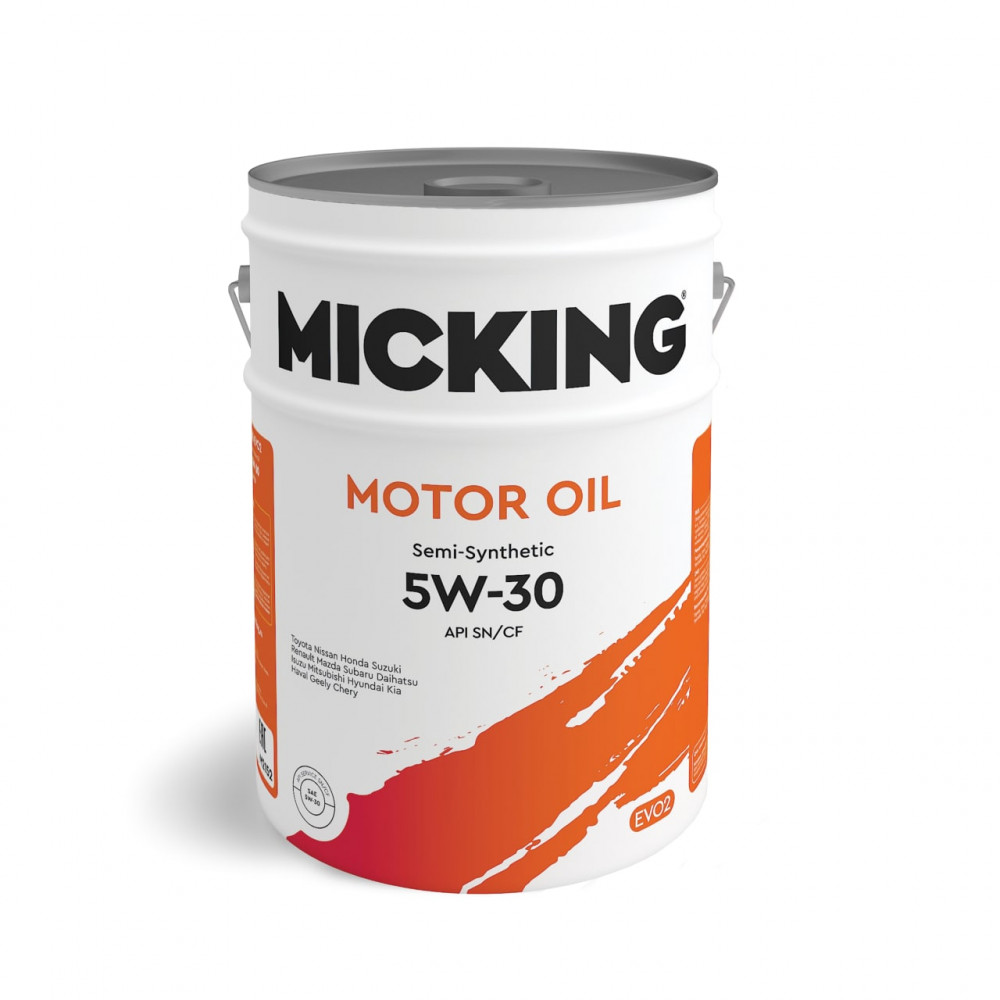 MICKING M2152 Моторное масло EVO2 5W-30 полусинтетическое API SN/CF для бензиновых и дизельных двигателей 20л