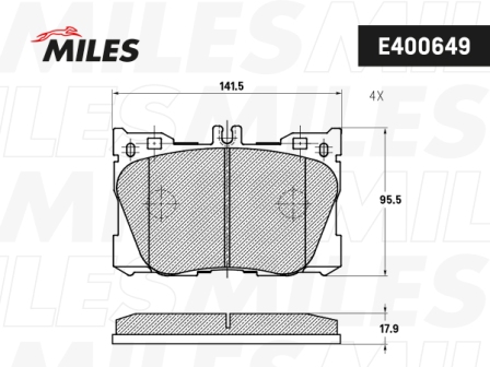 Колодки тормозные передние (Смесь Low-Metallic) MERCEDES W205W213GLC (X253C253) 15- E400649 MILES