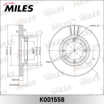 MILES K001558 Диск тормозной