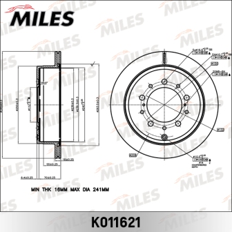 MILES K011621 Диск тормозной