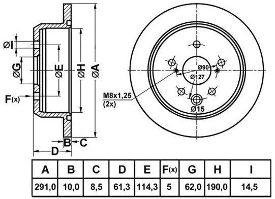 Диск тормозной перфорированный 1 шт. LEXUS IS 2.2-2.5 05- RN1438DSET NIBK