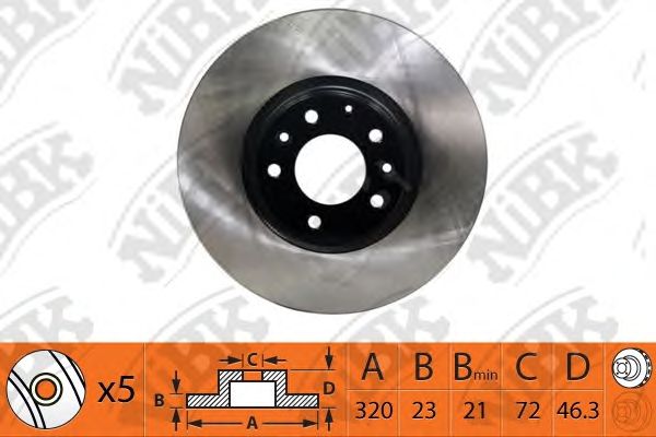 Тормозной диск  NIBK RN1514V Mazda 6Atenza,Mazda 6 Wagon 05.02~01.08 Front
