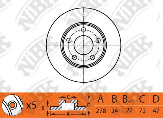 Диск тормозной MAZDA TRIBUTE 2000-2008 RN1519 NIBK