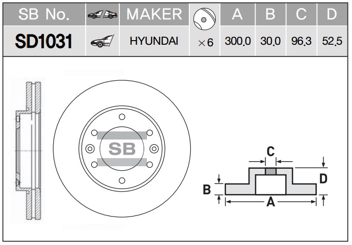 Диск тормозной HYUNDAI H1-STAREX 08- передний SD1031 SANGSIN