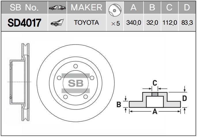 Диск тормозной Toyota Land Cruiser 200 4.7-4.5D 08 SD4017 SANGSIN