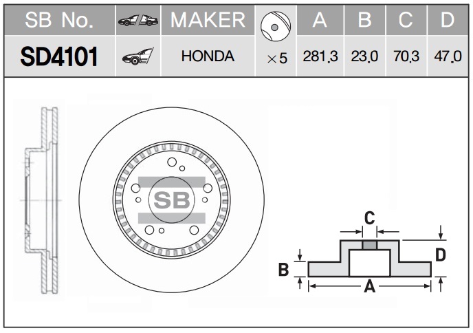 Диск тормозной Honda CR-V-Prelude 2.0-2.3 94 SD4101 SANGSIN