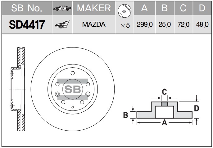 Диск тормозной MAZDA 6 07 передний вент. SD4417 SANGSIN