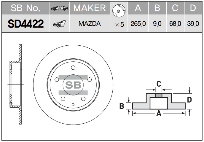 Диск тормозной передний MAZDA 3 (BM) 13- SD4422 SANGSIN