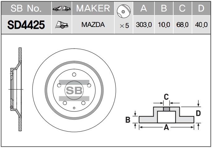 Диск тормозной Mazda CX-5 2.0-2.2TD 11 SD4425 SANGSIN