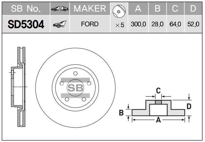 Диск тормозной FORD MONDEO IV 07- d 13.7мм передний SD5304 SANGSIN