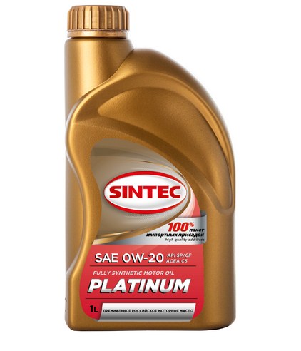 322761 SINTEC PLATINUM SAE 0W-20 API SP/CF, ACEA C5 1л масло моторное синтетическое