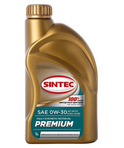 322773 SINTEC Premium 9000 0W-30 A5/B5 SP/CF 1л масло моторное синтетическое